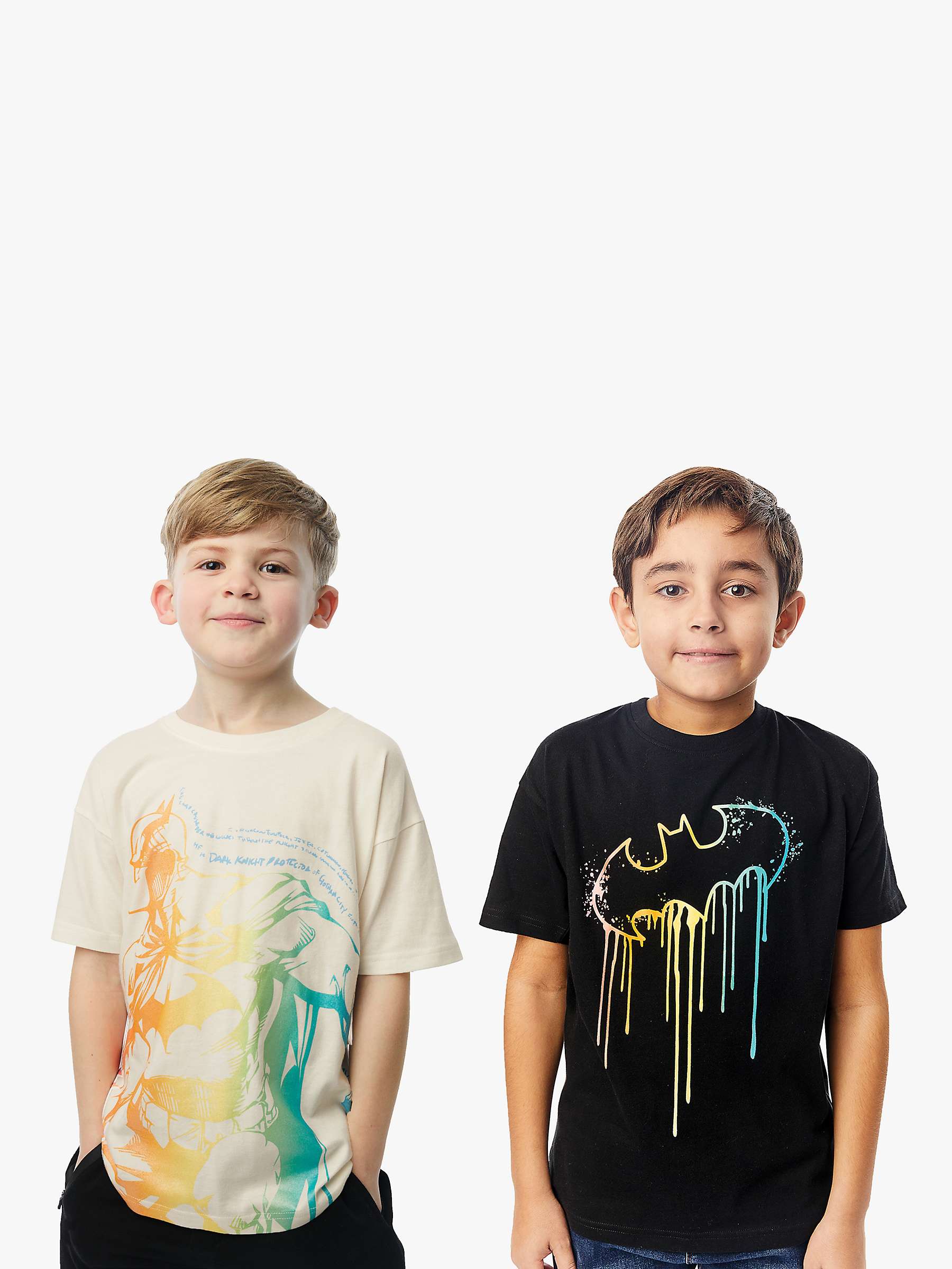 Buy Fabric Flavours Kids' Batman Logo Drip & Hero Oversized T-Shirts, Pack of 2, Multi Online at johnlewis.com