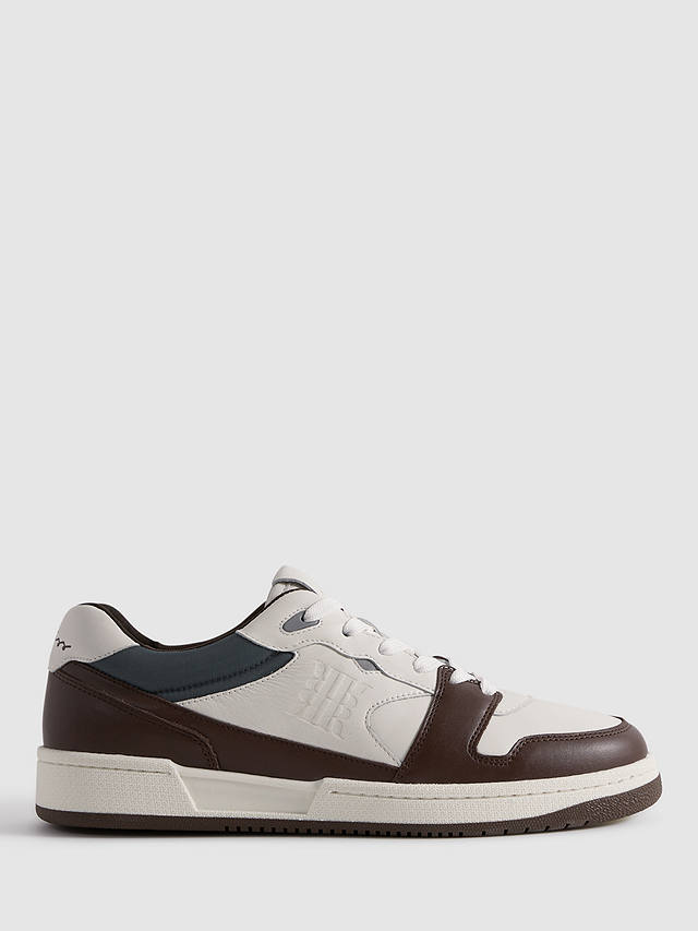 Reiss Astor Low Top Leather Trainers, Brown