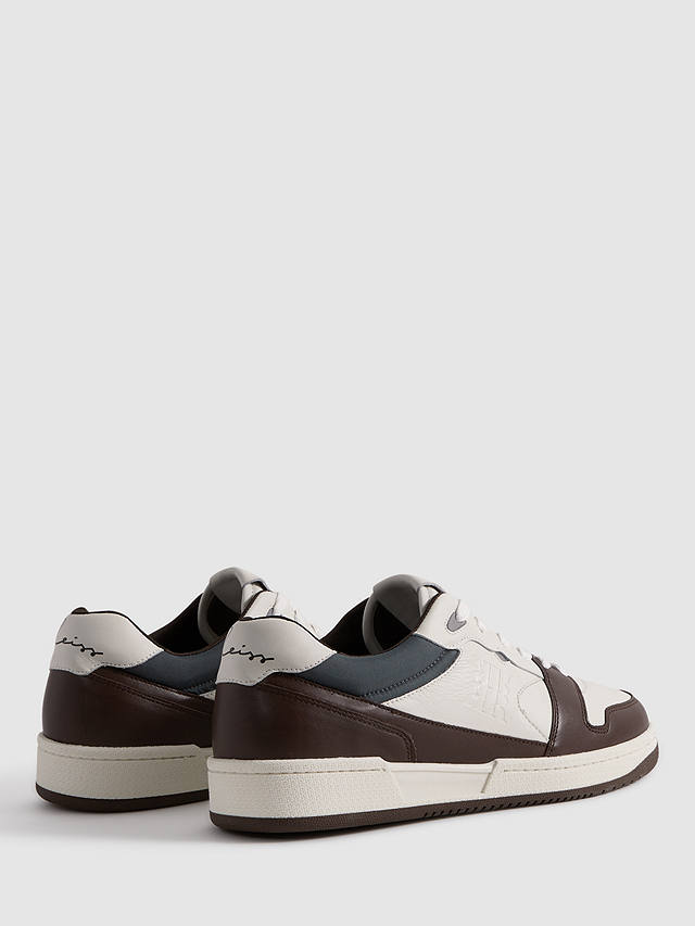 Reiss Astor Low Top Leather Trainers, Brown