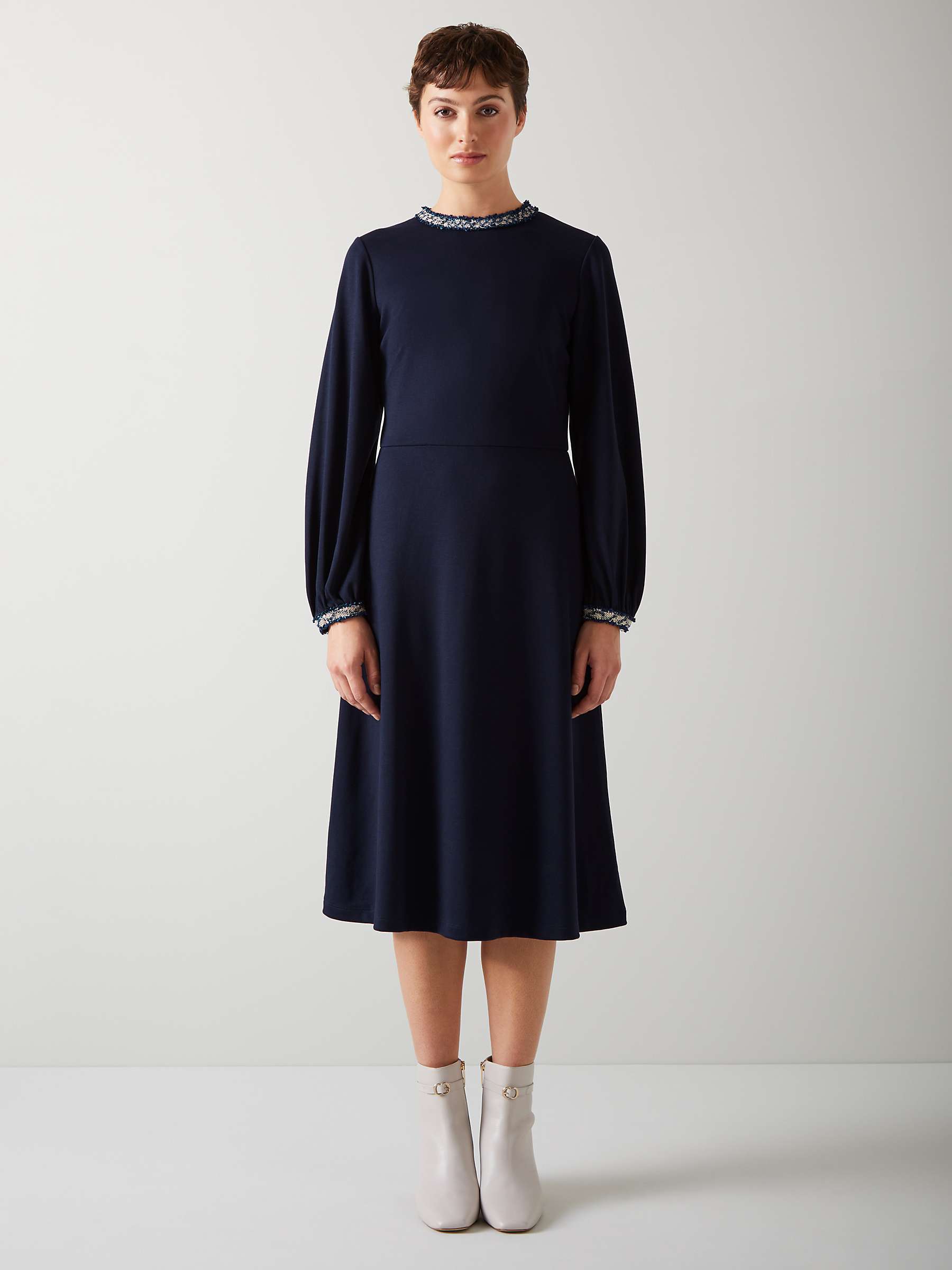 Buy L.K.Bennett Yvonne Viscose Elastane Dress, Blue Online at johnlewis.com