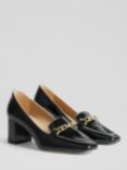 L.K.Bennett Johanna Block Heel Leather Court Shoes, Black