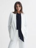 Reiss Sienna Double Breasted Crepe Blazer, White, White