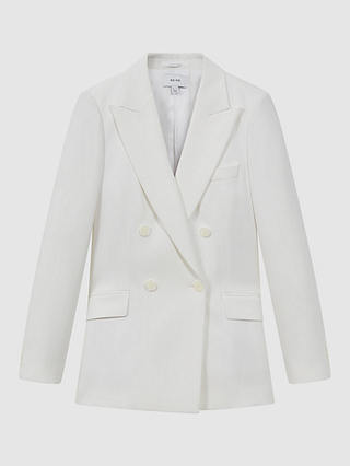Reiss Sienna Double Breasted Crepe Blazer, White