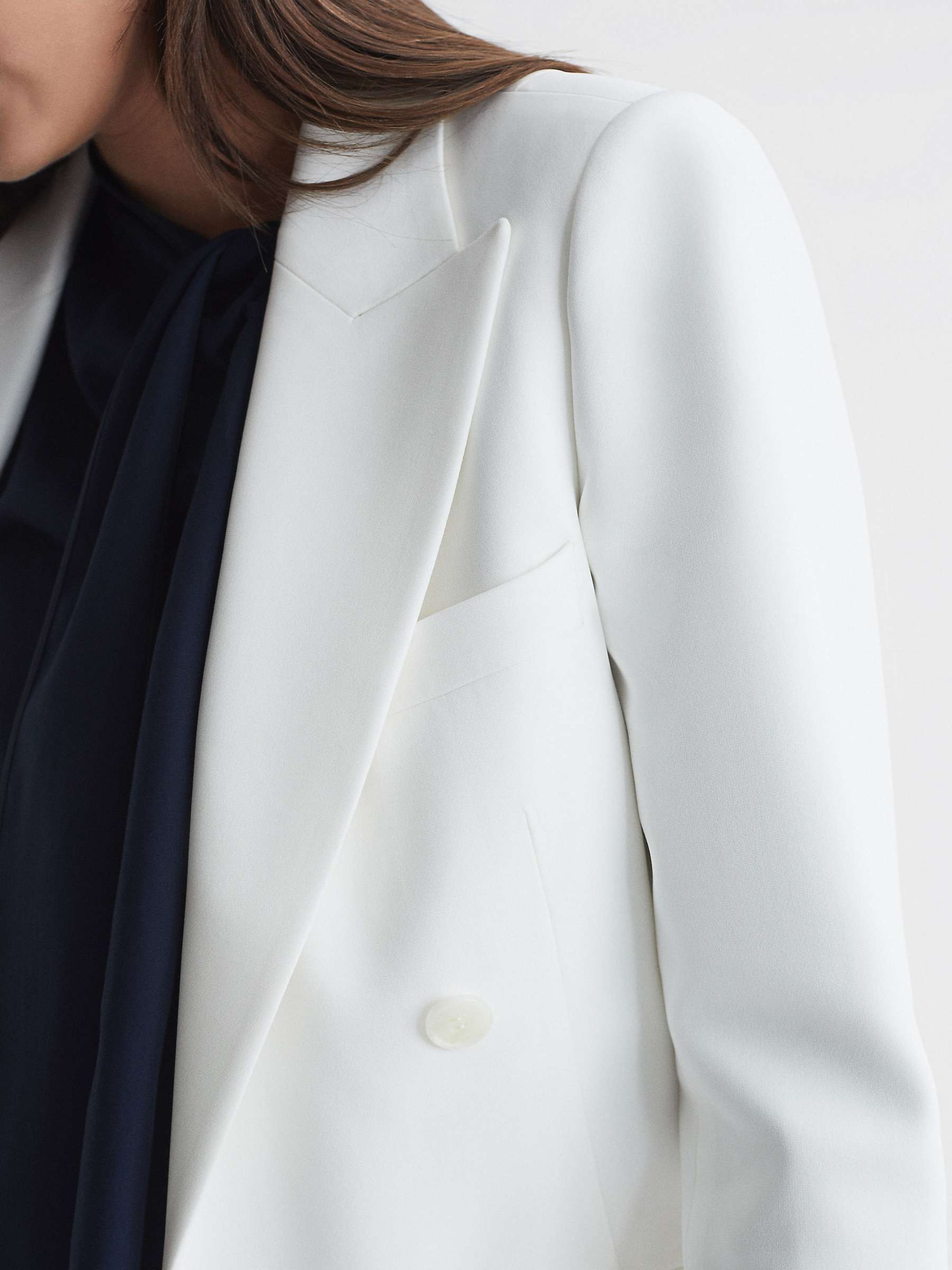 Buy Reiss Sienna Double Breasted Crepe Blazer, White Online at johnlewis.com