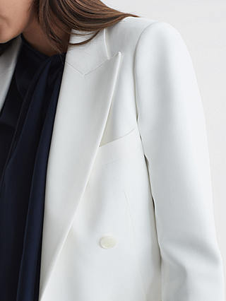 Reiss Sienna Double Breasted Crepe Blazer, White