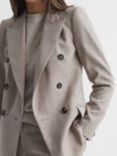 Reiss Hazel Textured Wool Blend Double Breasted Blazer, Oatmeal