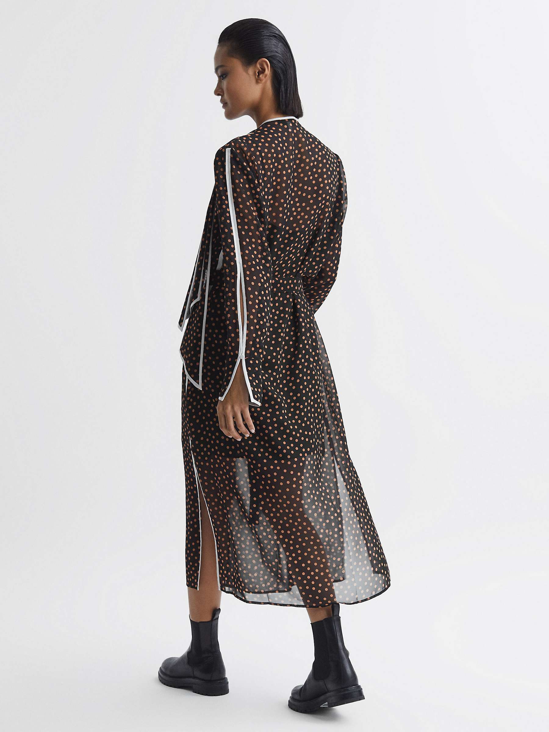 Buy Reiss Aria Spot Print Midi Dress, Black/Multi Online at johnlewis.com