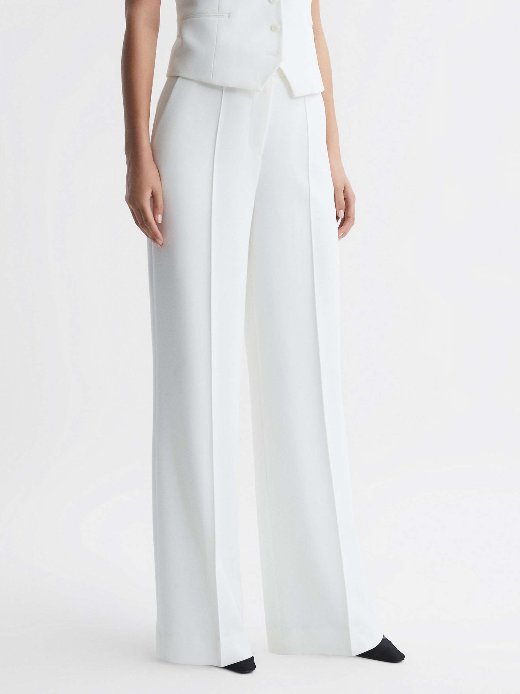 Buy Reiss Sienna Wide Leg Crepe Trousers, White Online at johnlewis.com