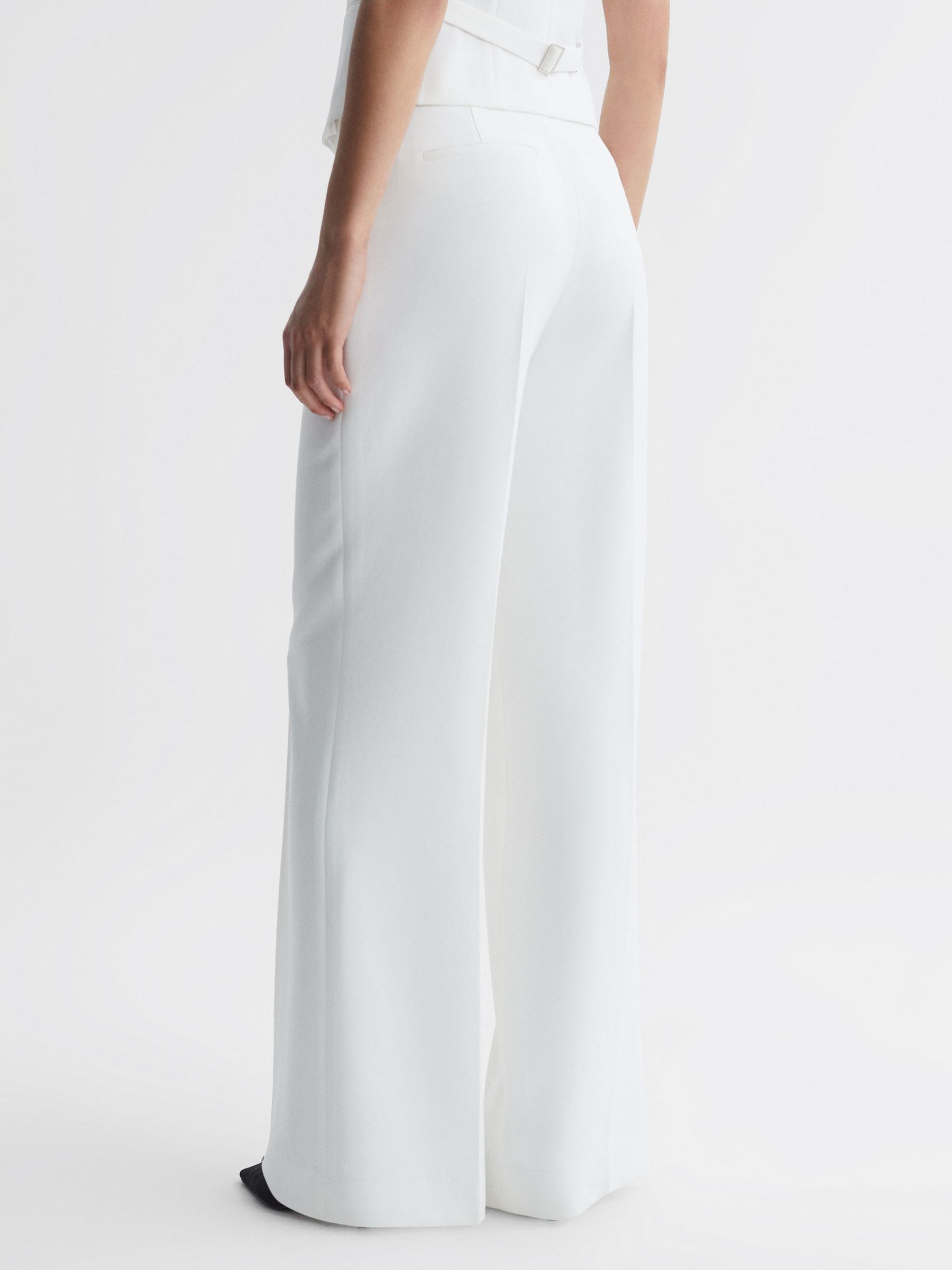 Buy Reiss Sienna Wide Leg Crepe Trousers, White Online at johnlewis.com