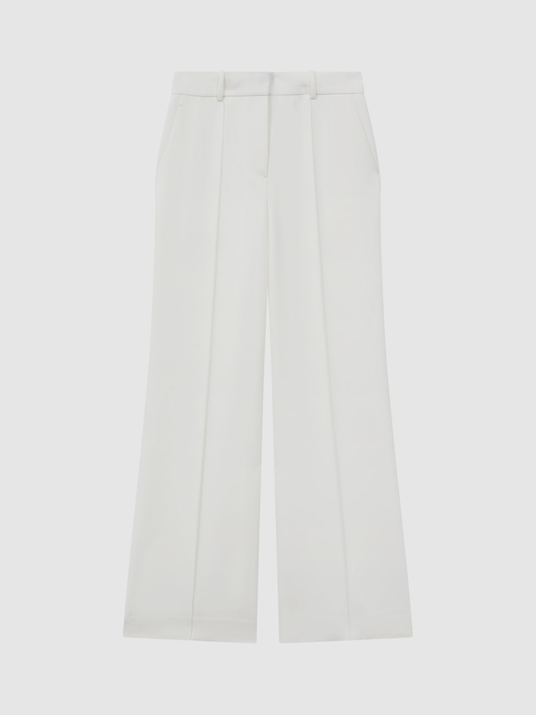 Reiss Sienna Wide Leg Crepe Trousers, White, 14R