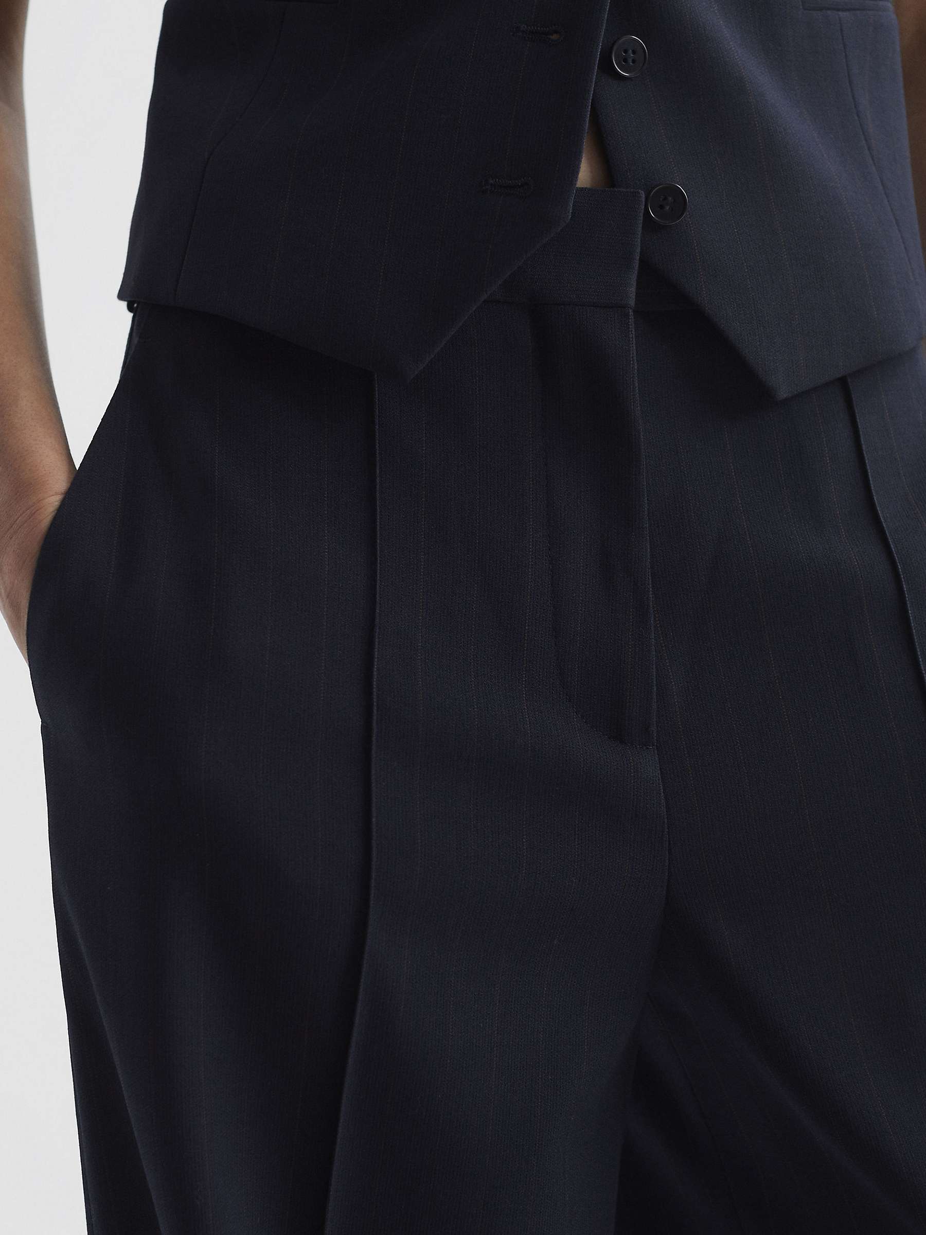 Buy Reiss Willow Pinstripe Wool Blend Tailored Trousers, Navy Online at johnlewis.com