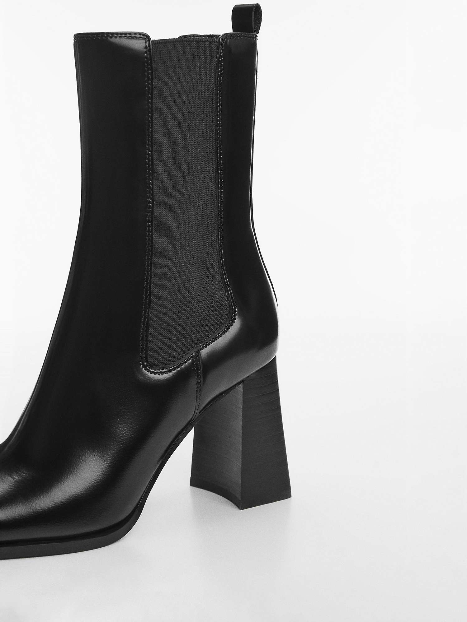 Buy Mango Subte Leather Block Heel Ankle Boots, Black Online at johnlewis.com