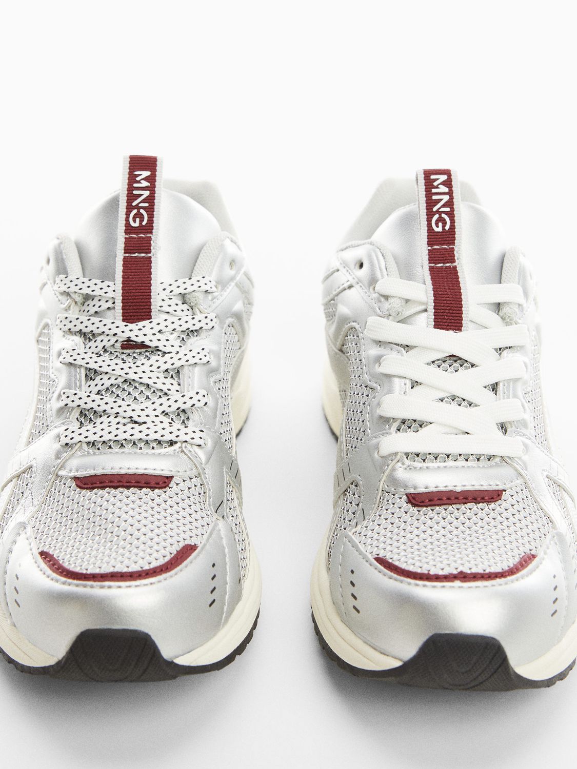 Buy Mango Flash Metallic Lace-Up Trainers, Grey Online at johnlewis.com