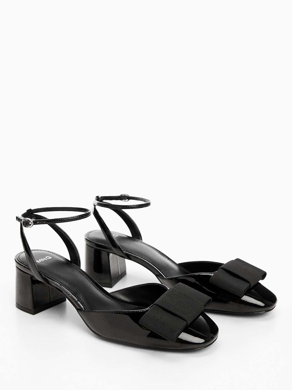 Buy Mango Megan Patent Bow Shoes, Black Online at johnlewis.com