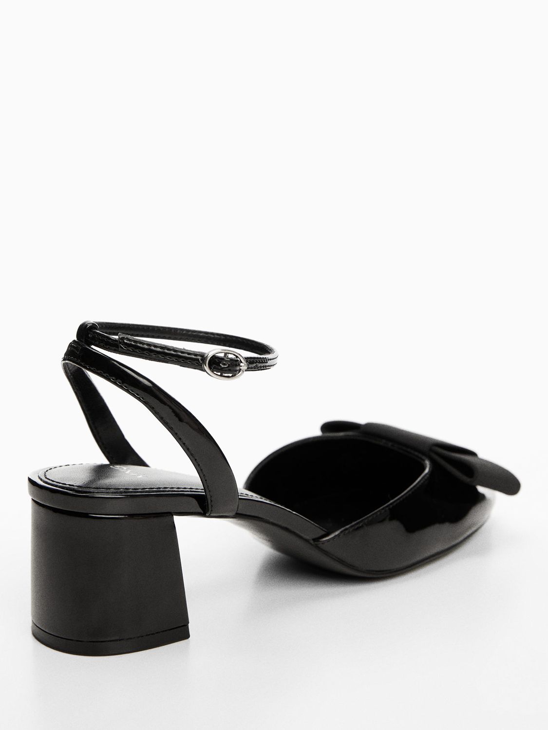 Mango Megan Patent Bow Shoes, Black at John Lewis & Partners