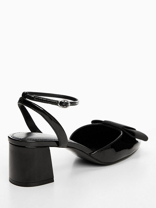 Mango Megan Patent Bow Shoes, Black