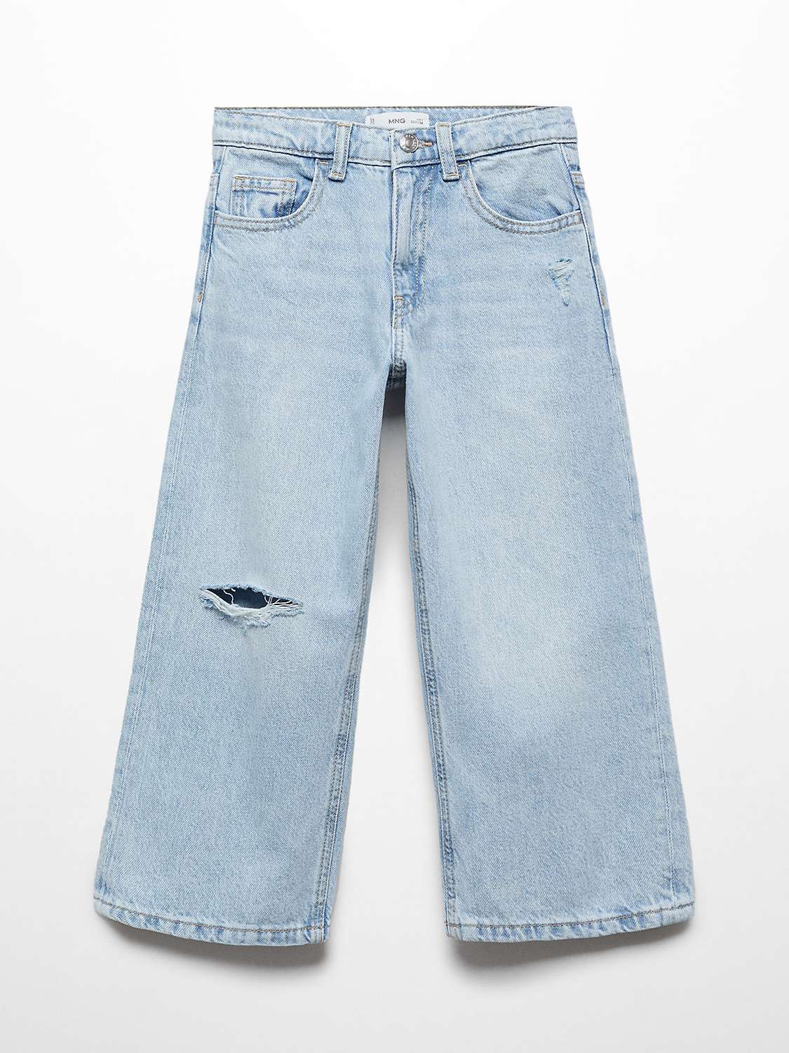 Buy Mango Kids' Ripped Culotte Jeans, Open Blue Online at johnlewis.com