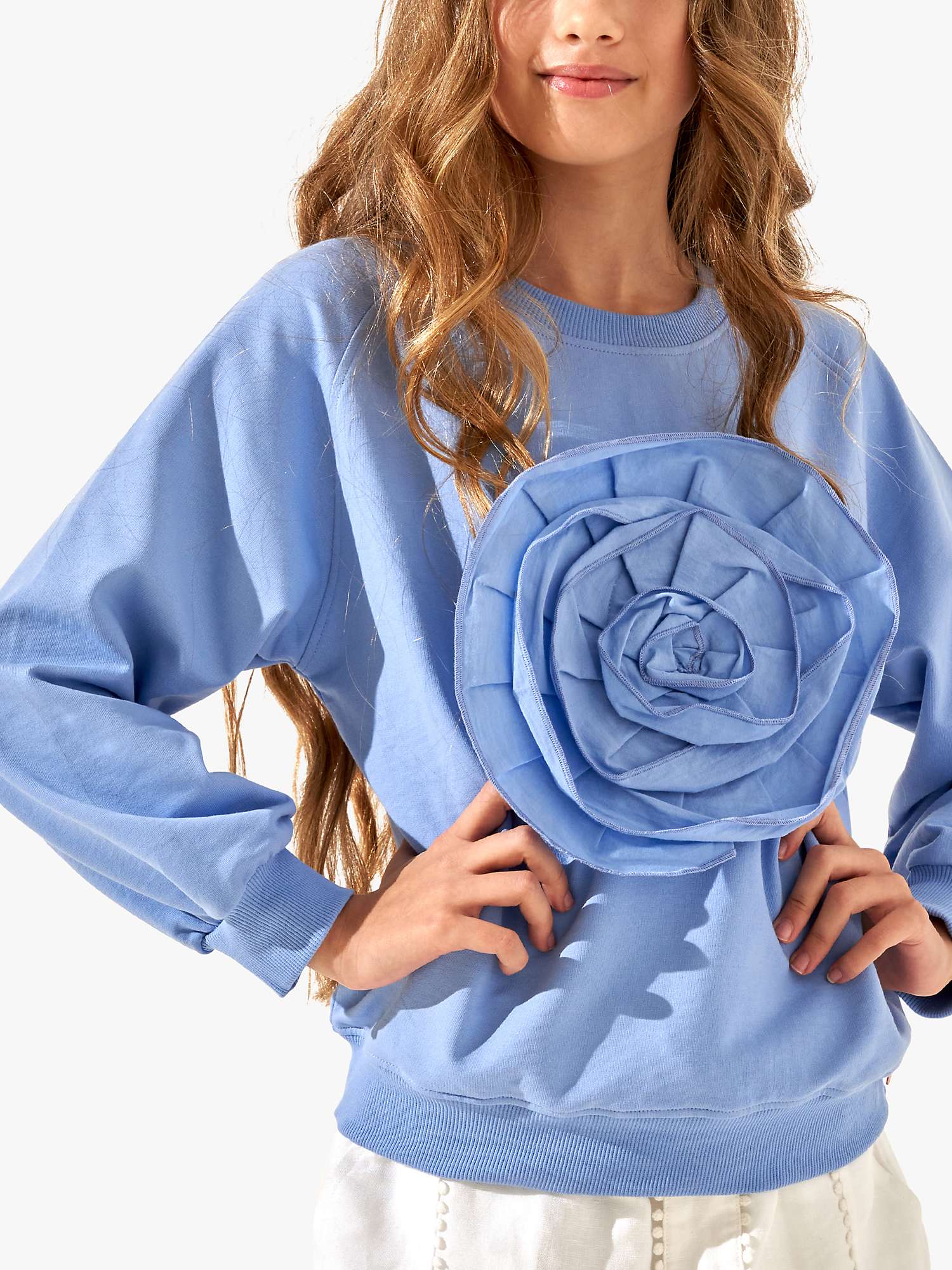 Buy Angel & Rocket Kids' Flora Corsage Sweatshirt, Blue Online at johnlewis.com