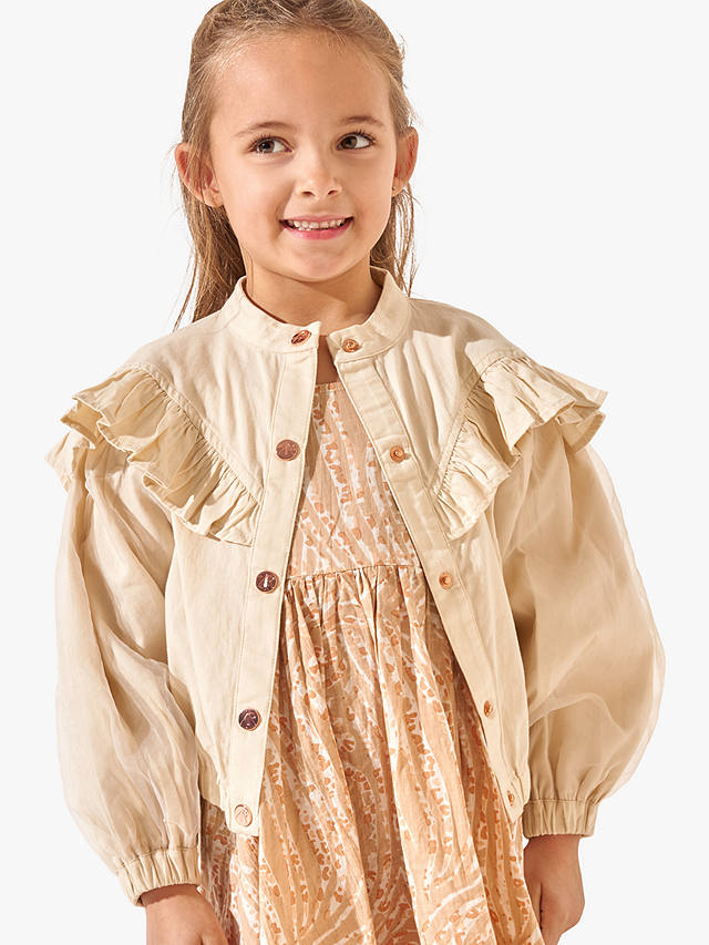 Angel & Rocket Kids' Ella Glass Sleeve Ruffle Twill Jacket, Ecru