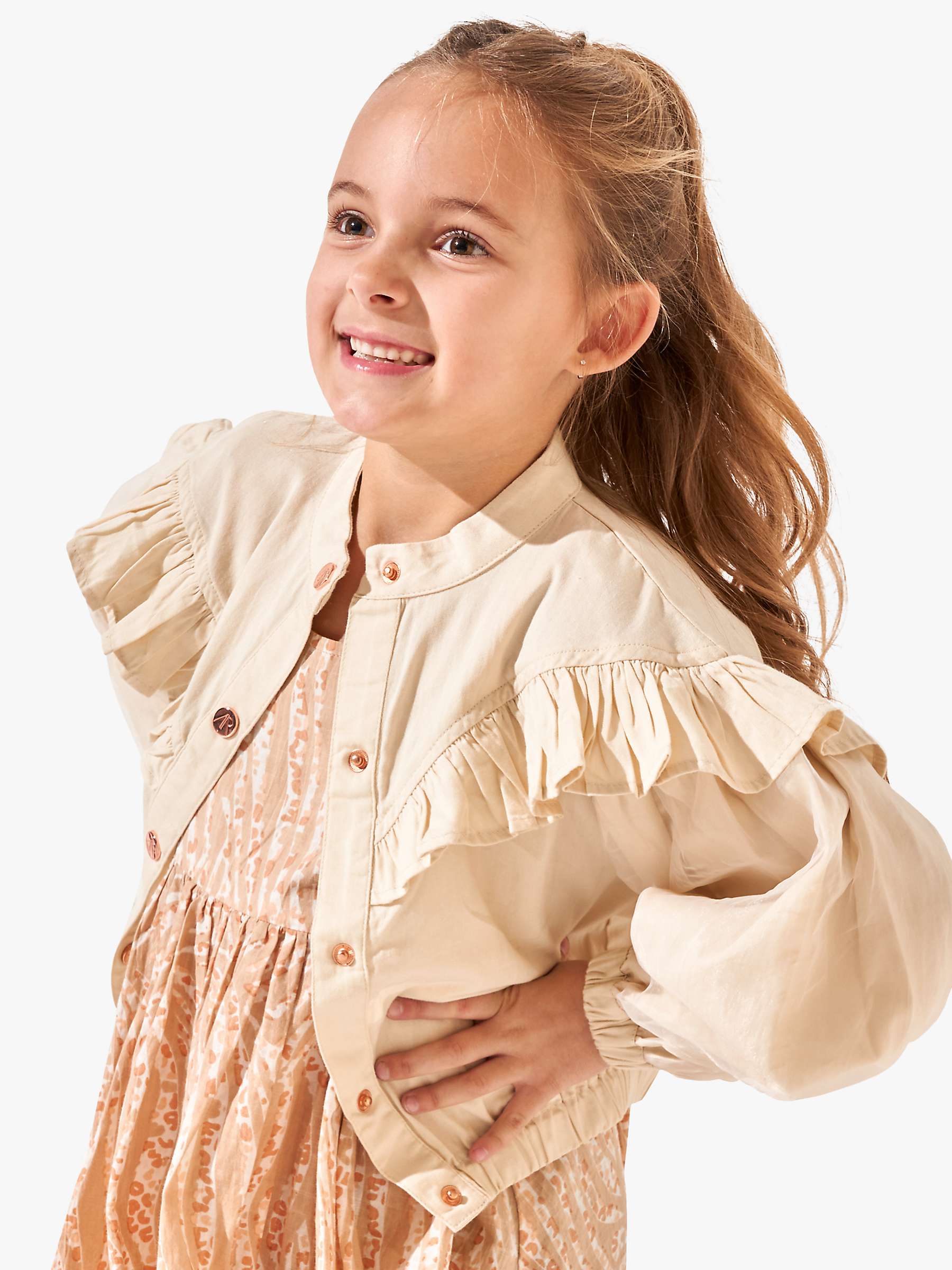 Buy Angel & Rocket Kids' Ella Glass Sleeve Ruffle Twill Jacket, Ecru Online at johnlewis.com