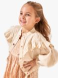 Angel & Rocket Kids' Ella Glass Sleeve Ruffle Twill Jacket, Ecru