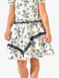 Angel & Rocket Kids' Pia Floral Print Asymmetric Seam Skirt, Cream/Multi