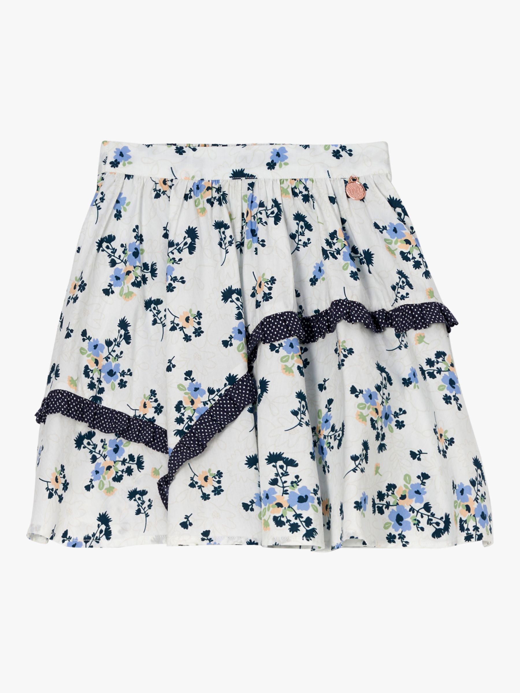 Buy Angel & Rocket Kids' Pia Floral Print Asymmetric Seam Skirt, Cream/Multi Online at johnlewis.com