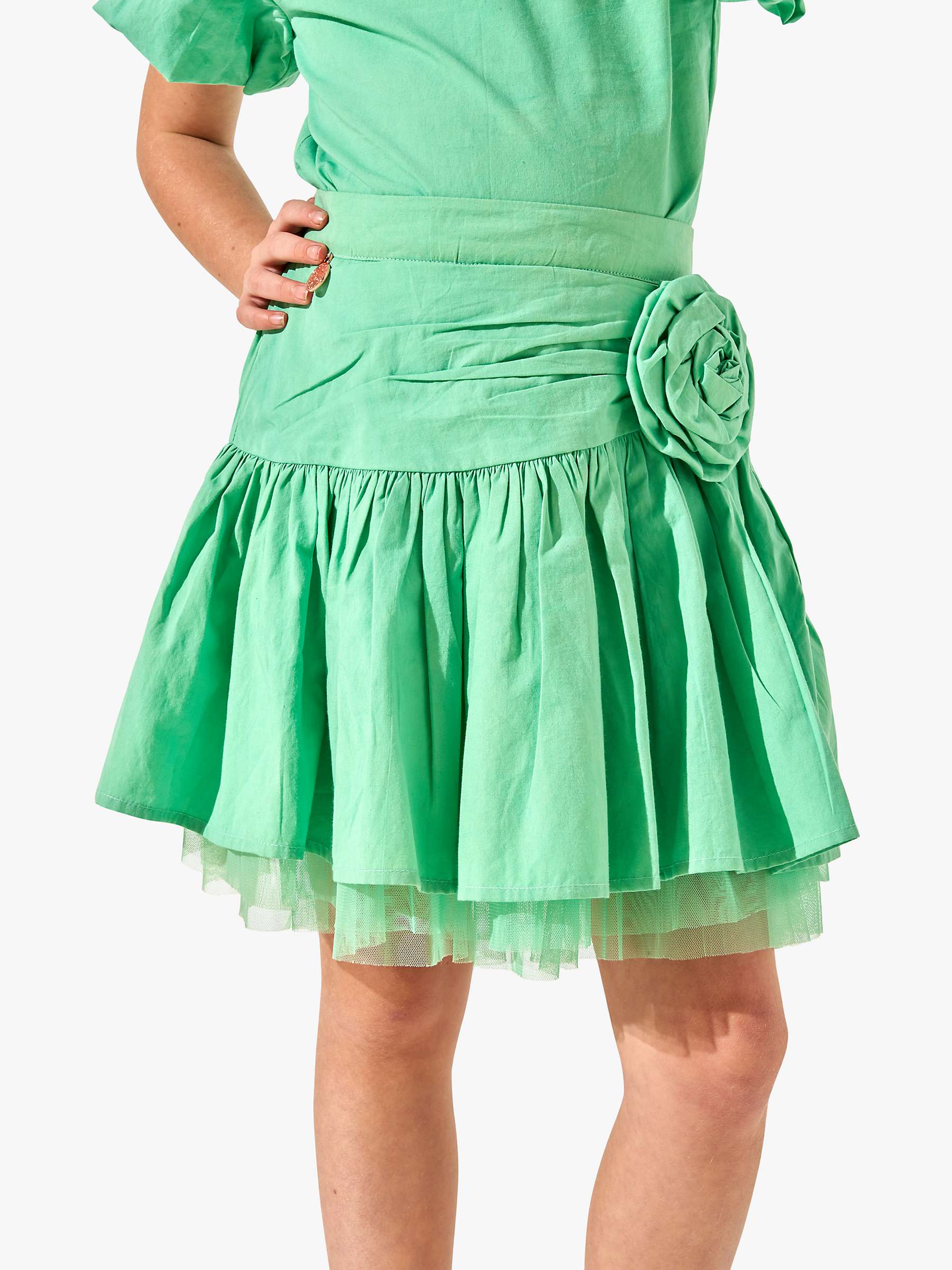 Buy Angel & Rocket Kids' Roxie Rose Corsage Mini Skirt, Green Online at johnlewis.com