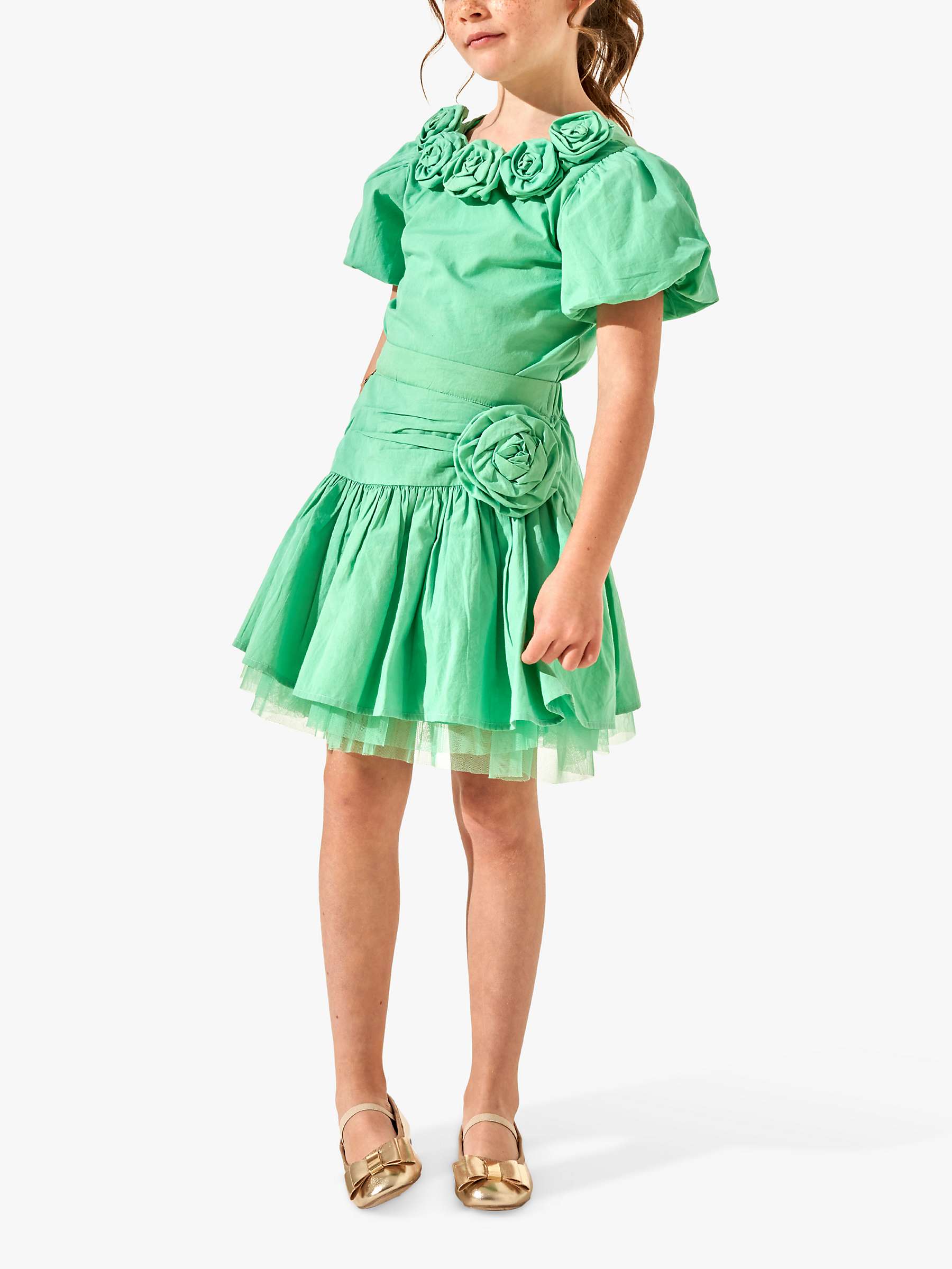 Buy Angel & Rocket Kids' Roxie Rose Corsage Mini Skirt, Green Online at johnlewis.com