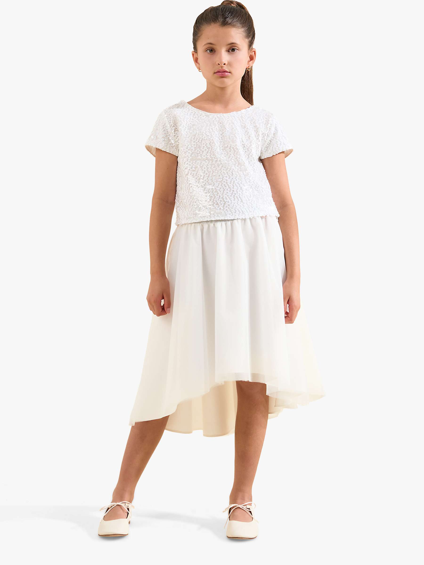 Buy Angel & Rocket Kids' Leonie Sequin Top & Skirt Set, White Online at johnlewis.com