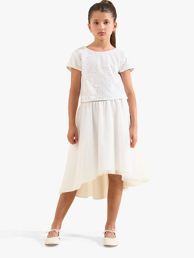 Angel & Rocket Kids' Leonie Sequin Top & Skirt Set, White