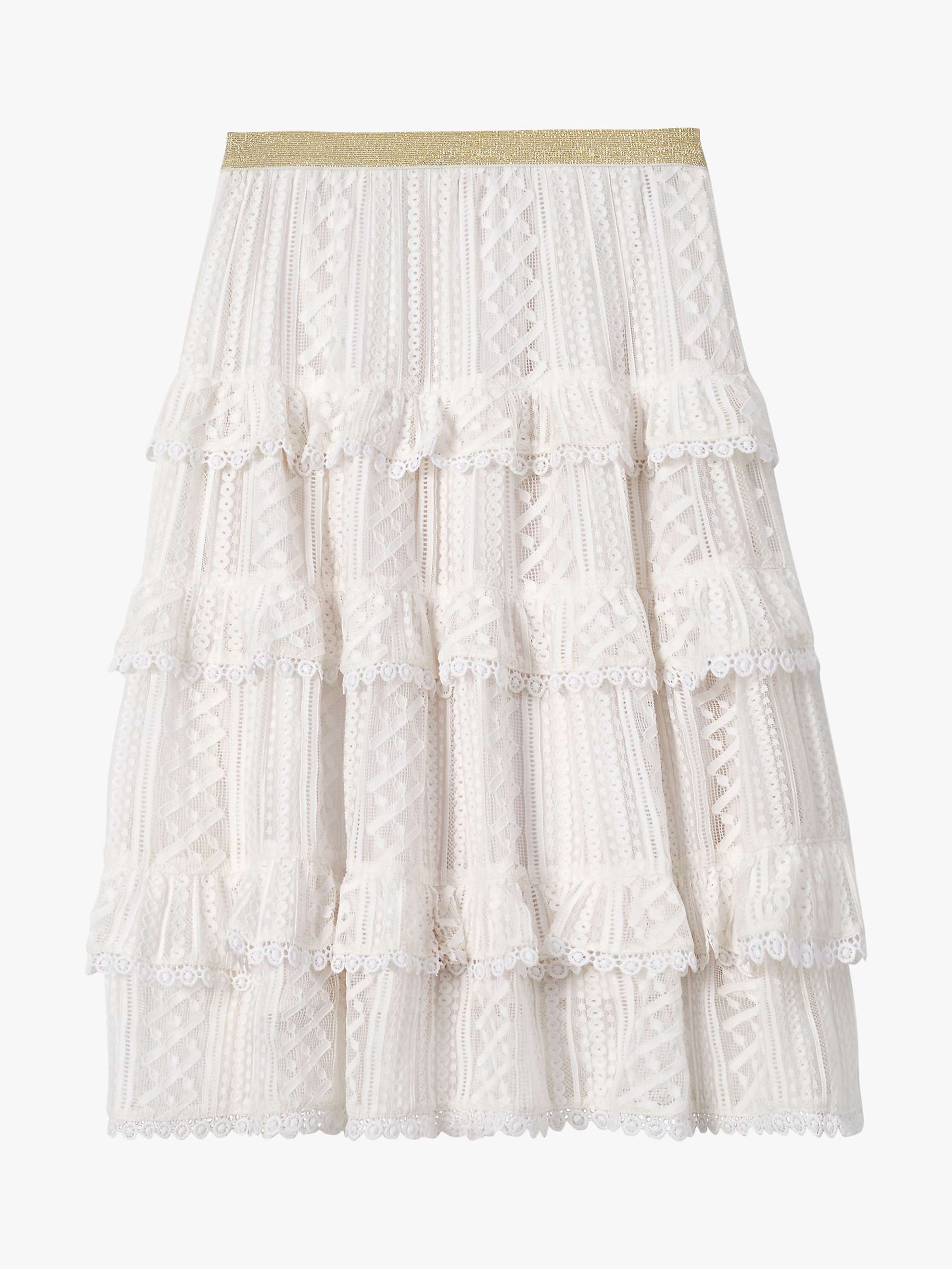 Buy Angel & Rocket Kids' Lace Ruffle Midi Skirt, Ivory Online at johnlewis.com