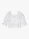 Angel & Rocket Kids' Cleo Broderie Puff Sleeve Top, White