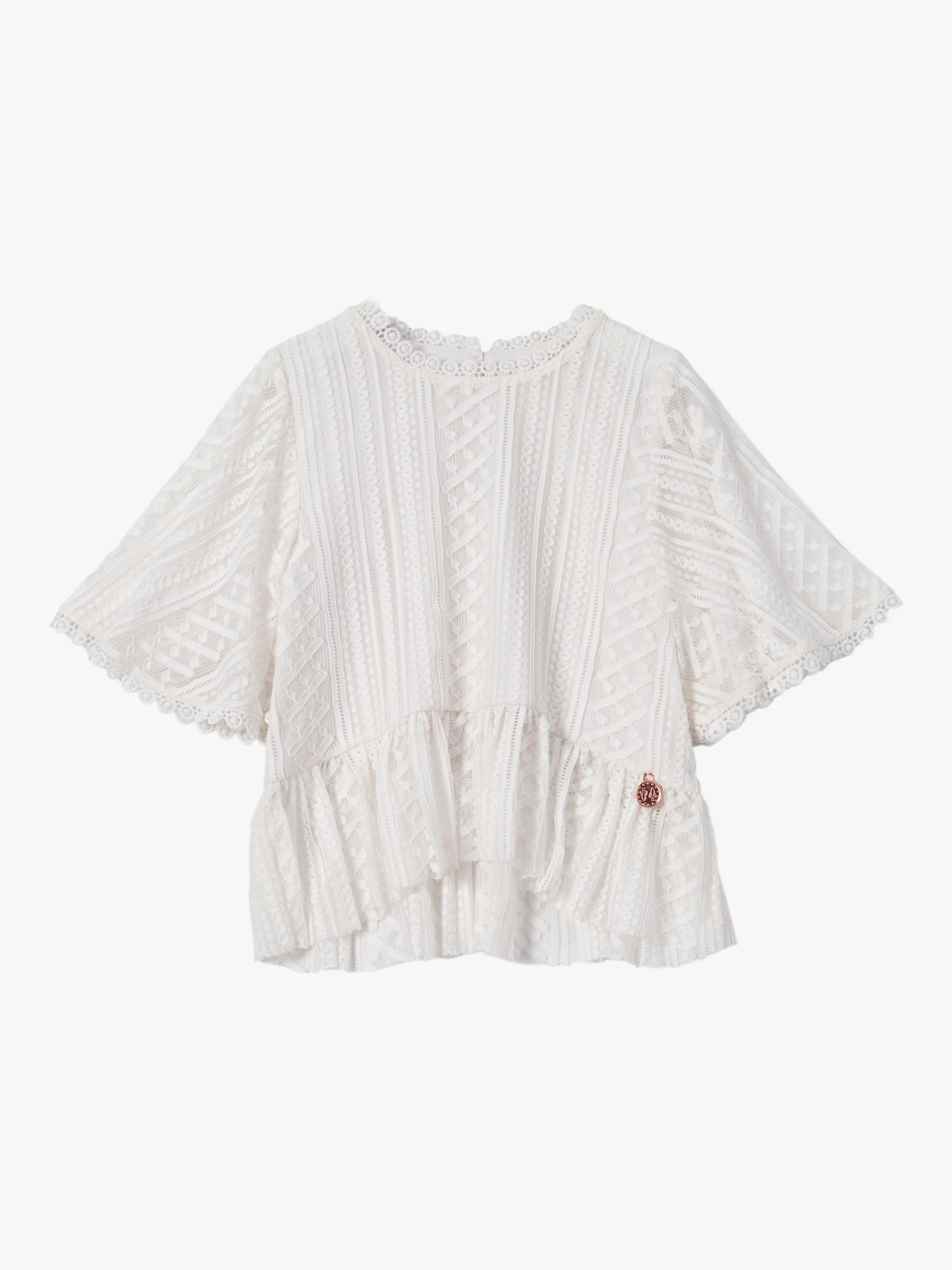 Angel & Rocket Kids' Cape Lace Top, Ivory, 3 years