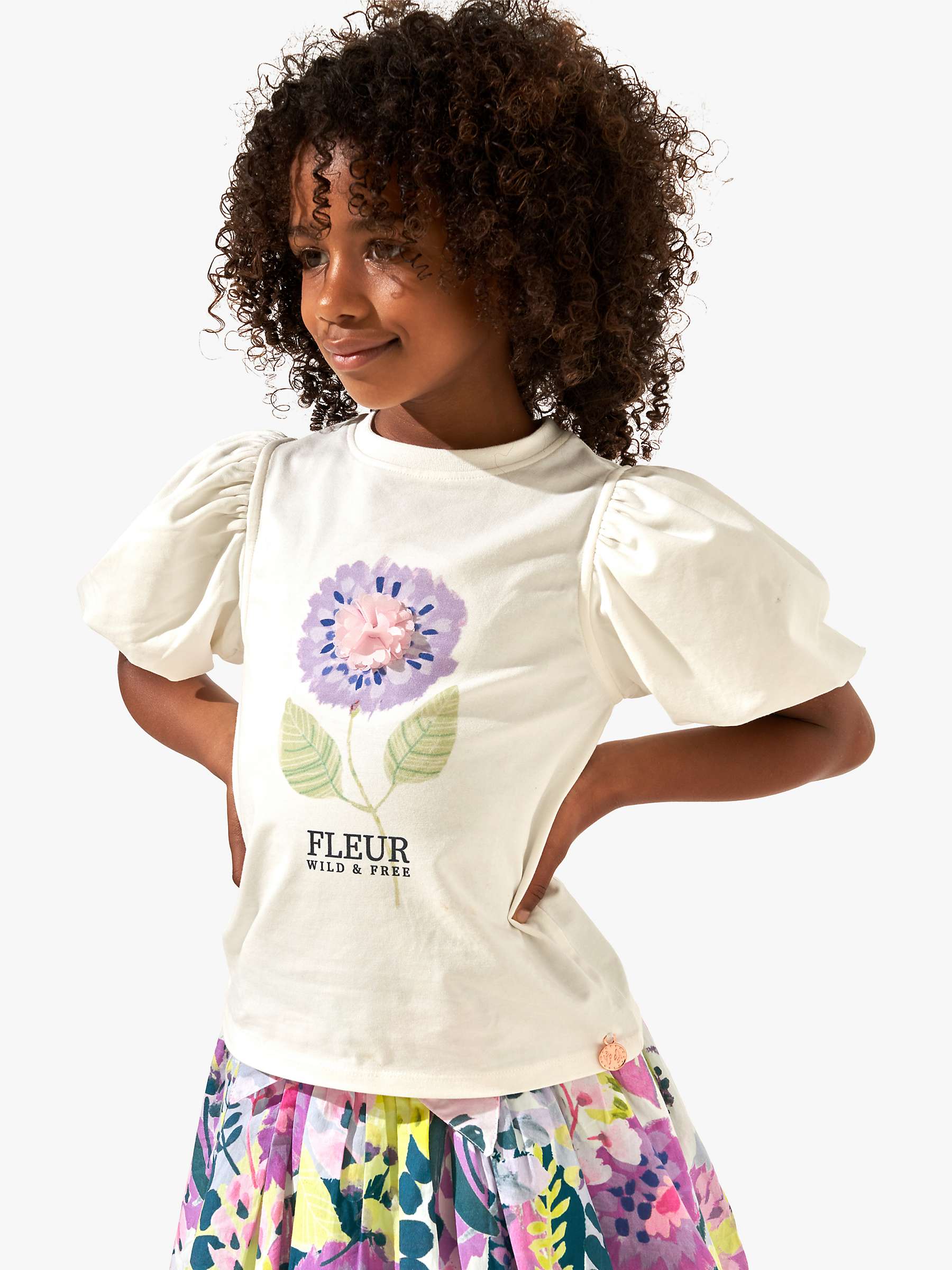 Buy Angel & Rocket Kids' Puff Sleeve Top, Ivory Online at johnlewis.com