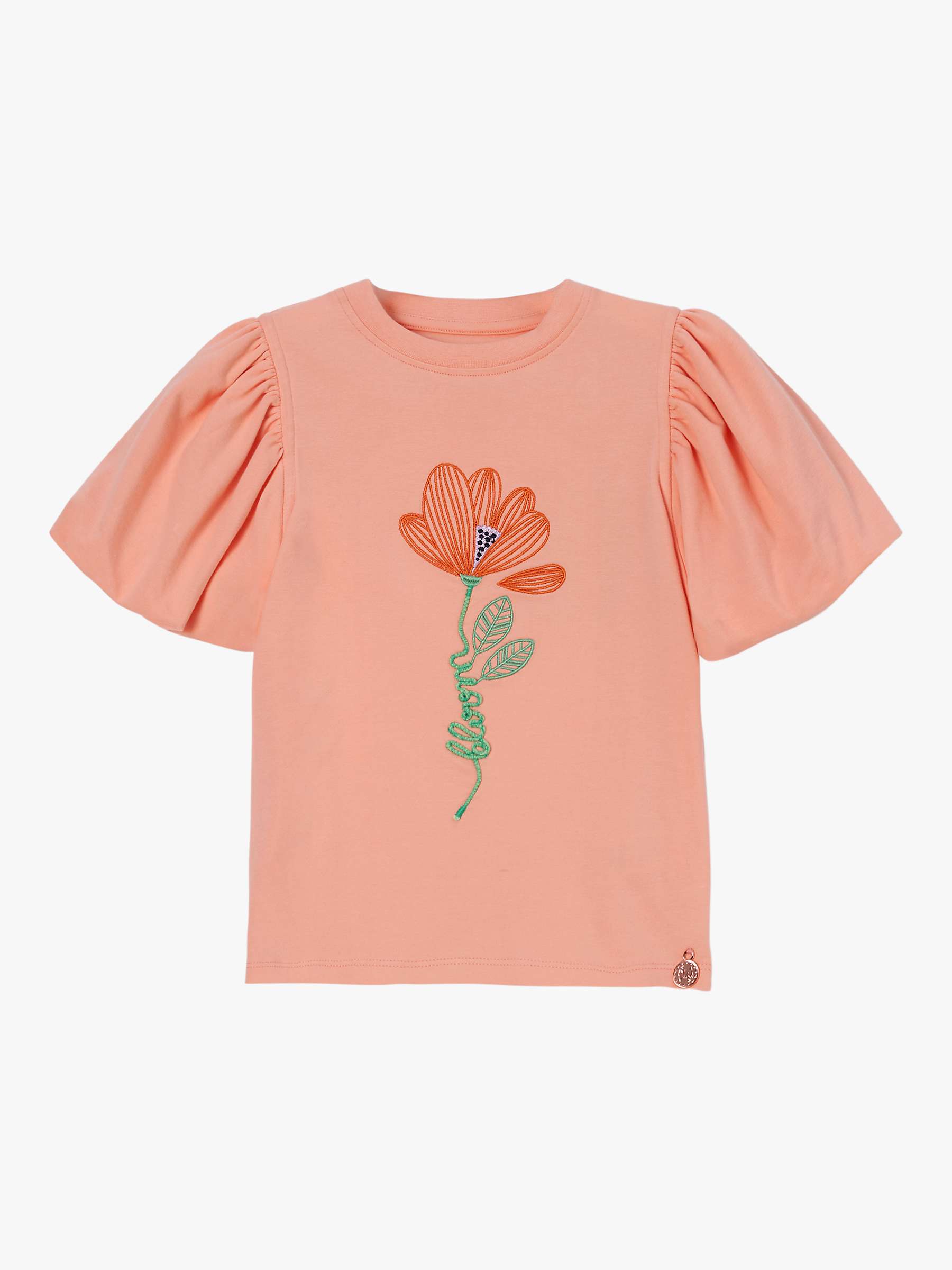 Buy Angel & Rocket Kids' Embroidered Puff Sleeve Top, Apricot Online at johnlewis.com