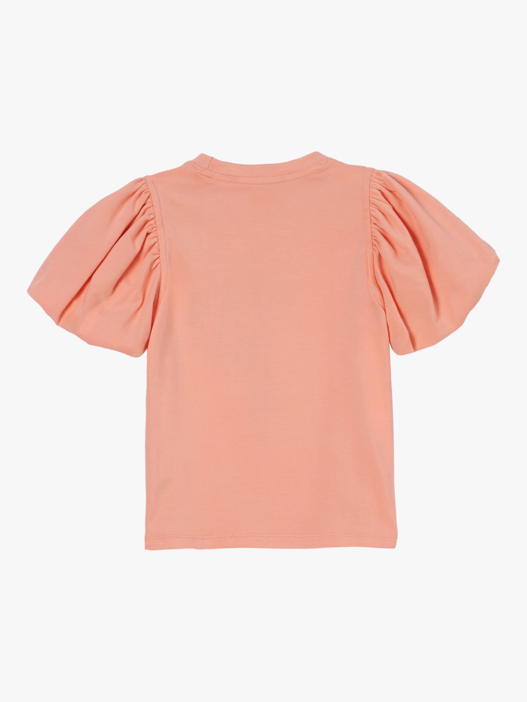 Angel & Rocket Kids' Embroidered Puff Sleeve Top, Apricot, 9-10 years