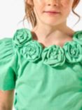 Angel & Rocket Kids' Roxie Rose Corsage Top, Green, Green