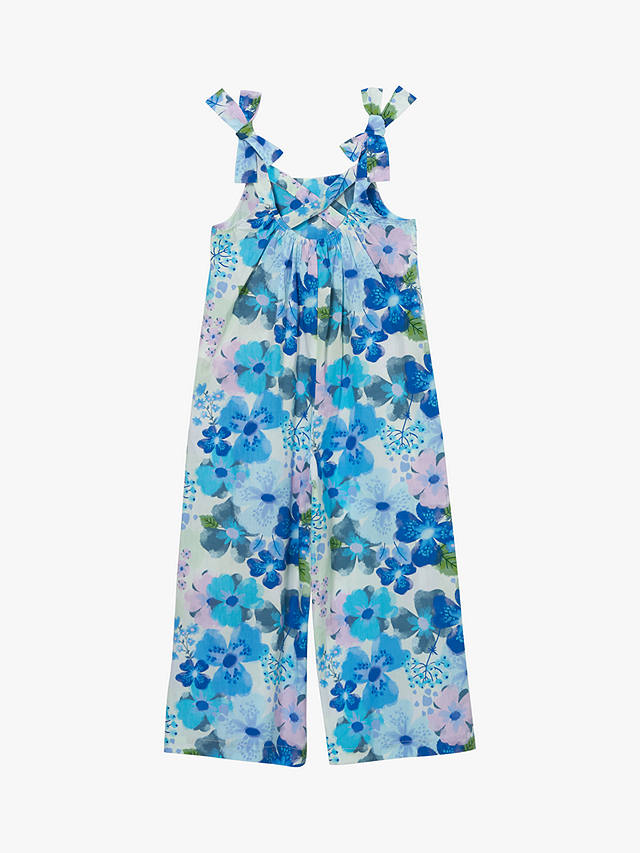 Angel & Rocket Kids' Roma Floral Print Jumpsuit, Blue