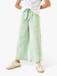 Angel & Rocket Kids' Erica Linen Blend Bobble Trim Cropped Trousers, Green