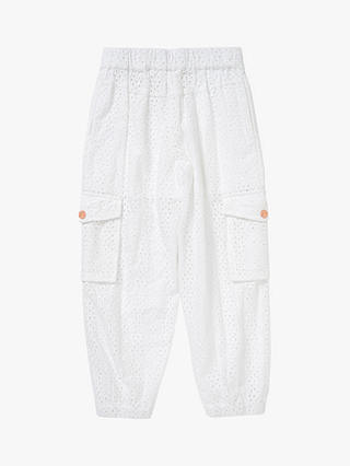 Angel & Rocket Kids' Cleo Broderie Cargo Trousers, White