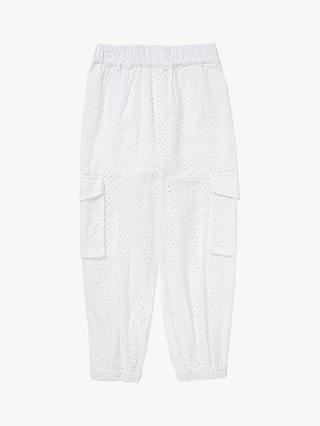 Angel & Rocket Kids' Cleo Broderie Cargo Trousers, White