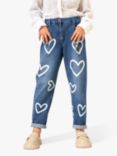 Angel & Rocket Kids' Heart Print Mom Jeans, Blue