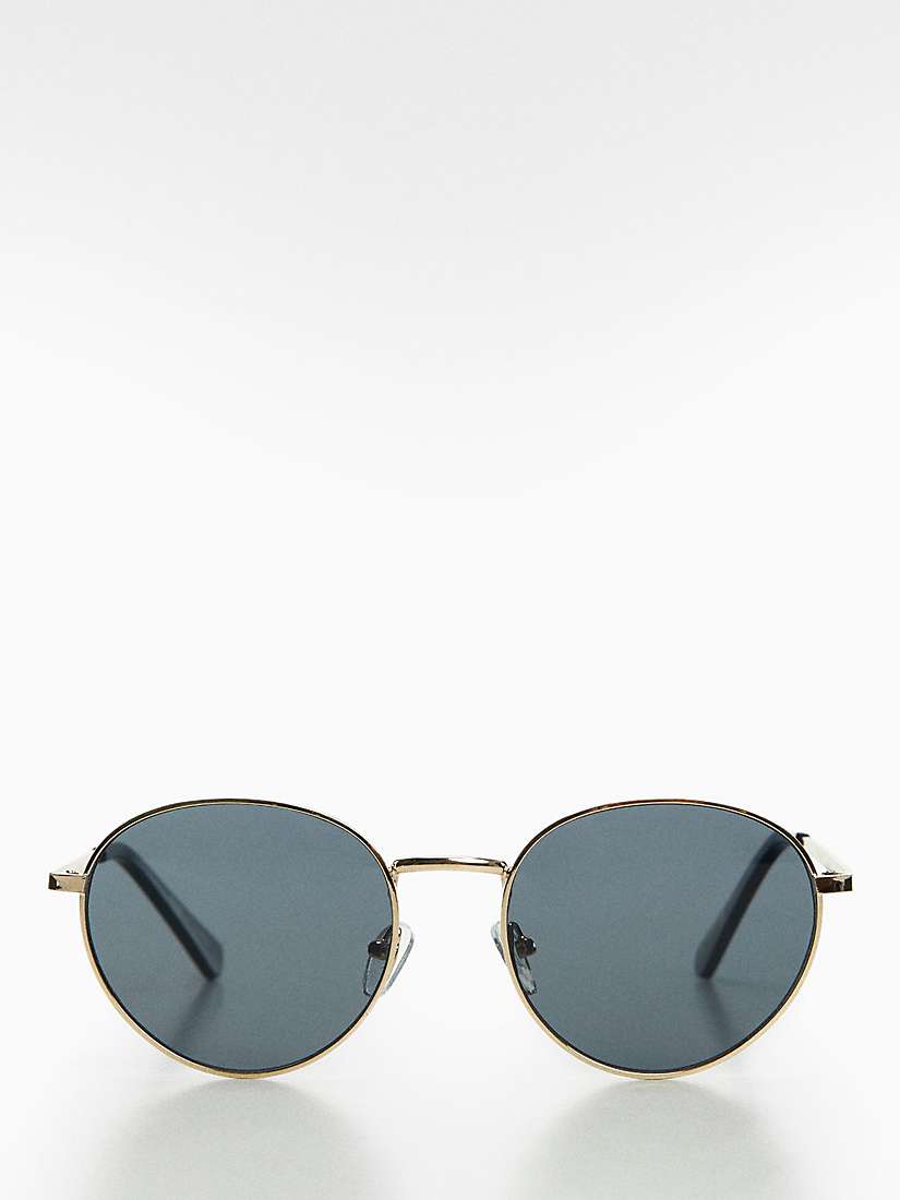 Buy Mango Brooks Round Metal Rimmed Sunglasses, Gold Online at johnlewis.com