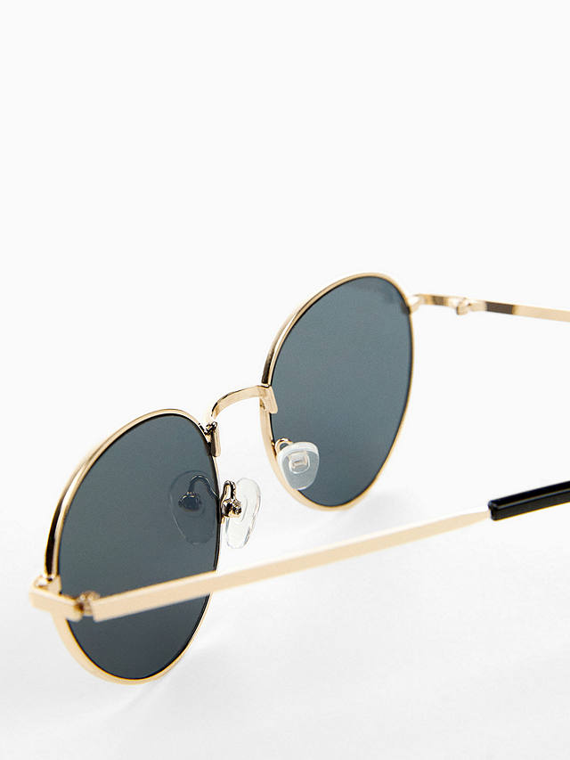 Mango Brooks Round Metal Rimmed Sunglasses, Gold