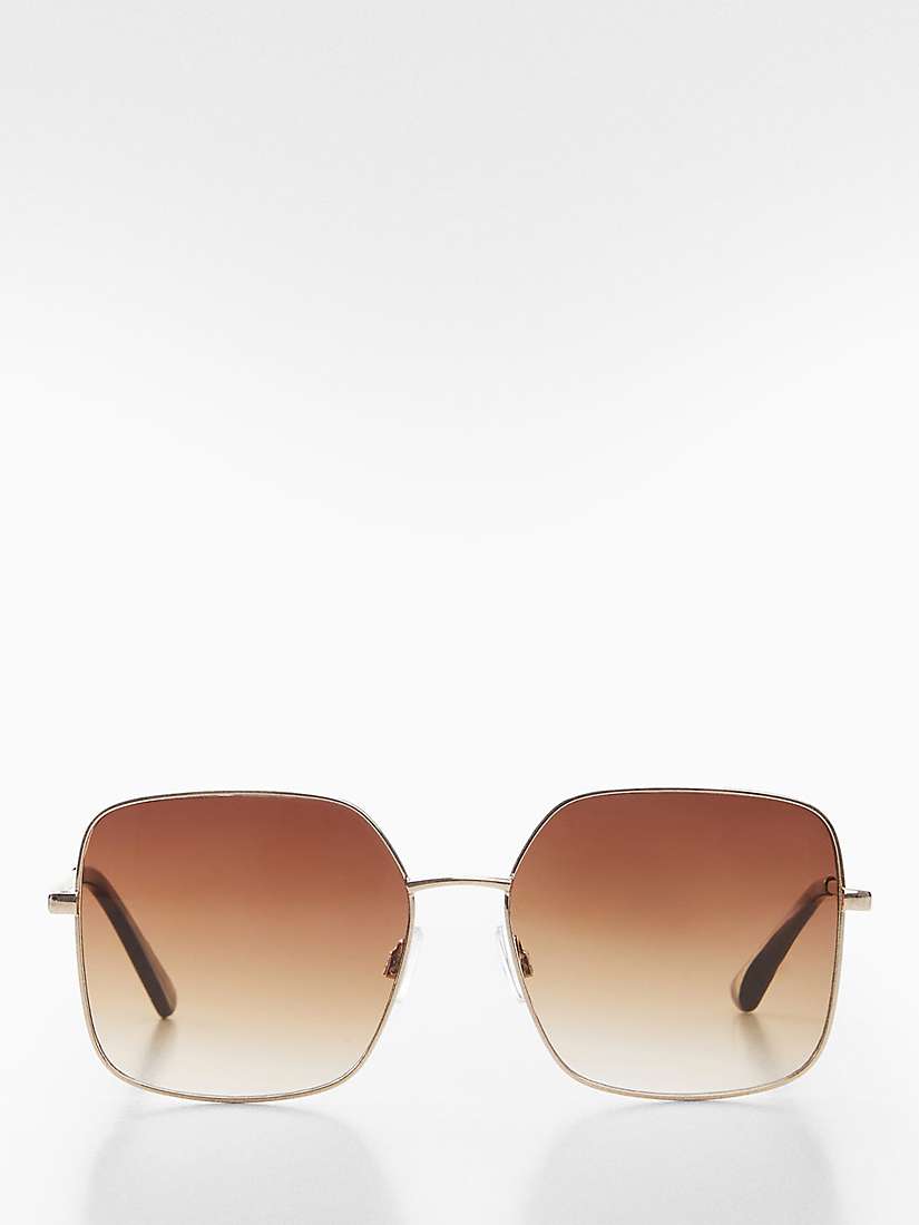 Buy Mango Julia Square Metallic Frame Sunglasses, Gold Online at johnlewis.com