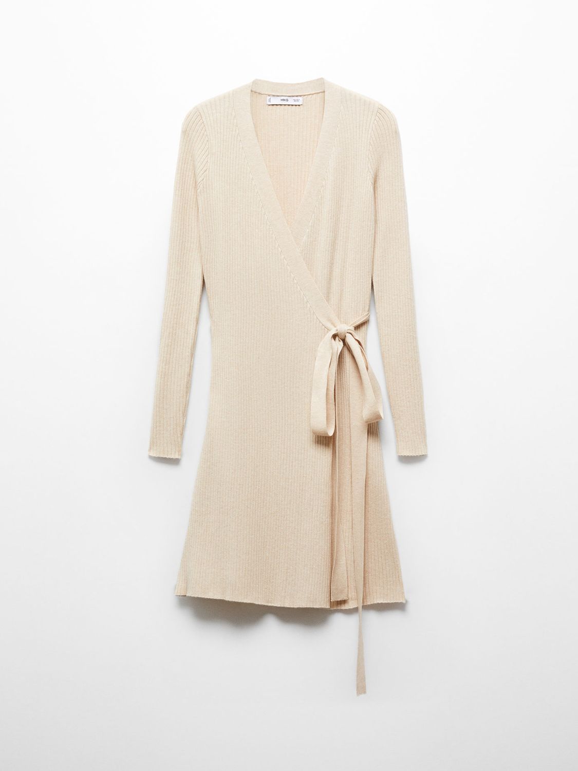 Buy Mango Flare Wrap Over Cable Knit Cardigan, Light Beige Online at johnlewis.com