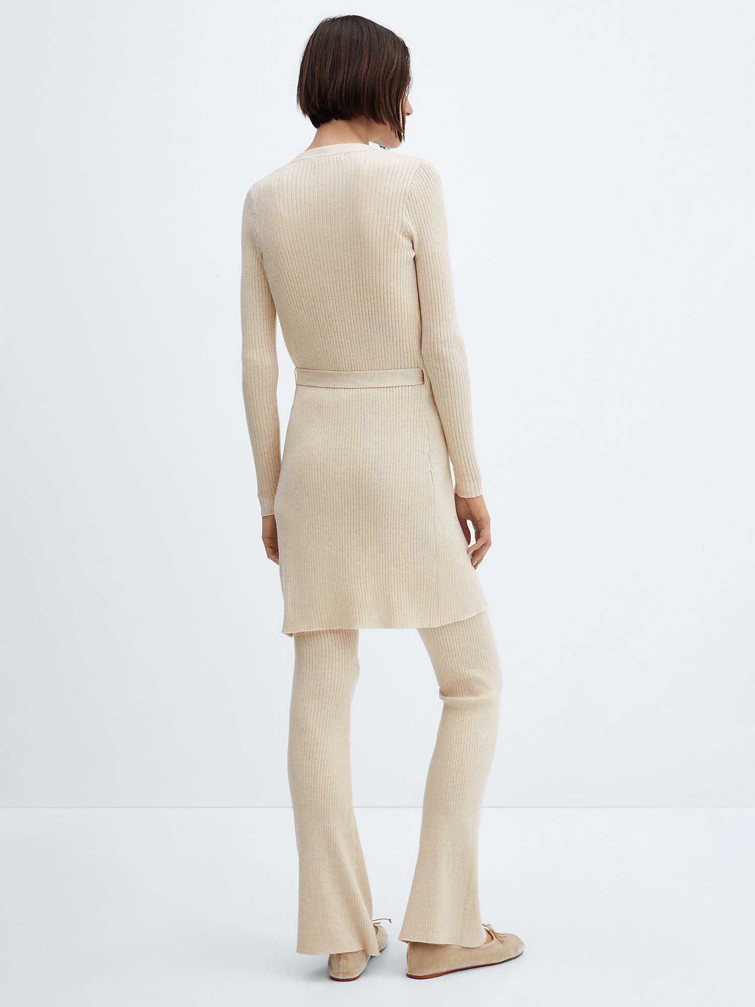 Buy Mango Flare Wrap Over Cable Knit Cardigan, Light Beige Online at johnlewis.com