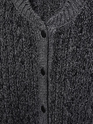 Mango Griz Knit Button Cardigan, Dark Grey