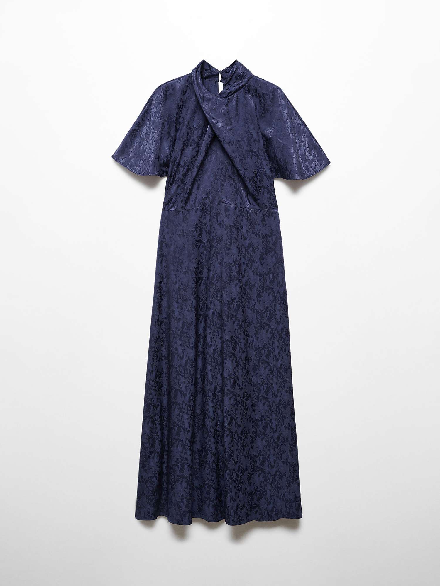 Buy Mango Astrid Cross Neck Jacquard Midi Dress, Medium Blue Online at johnlewis.com